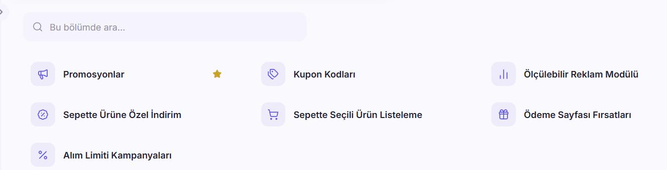 Orbitex Yönetim Paneli kampanya modülü; promosyon, kupon kodu ve ölçülebilir reklam araçları